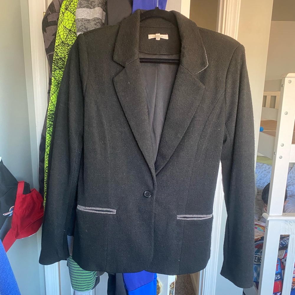 Black Twill blazer with grayish/white trim